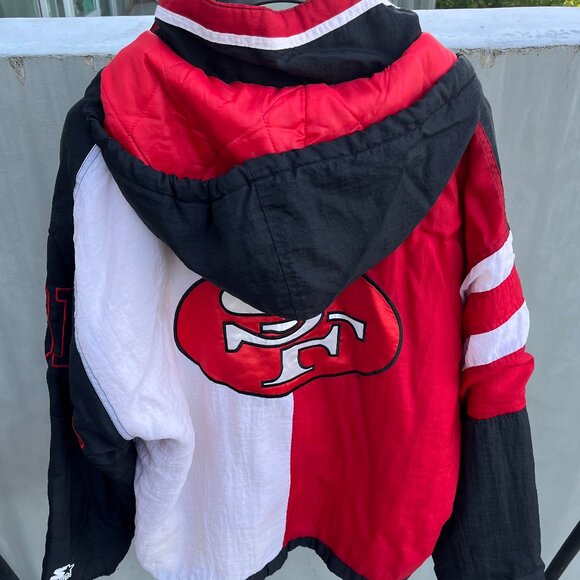 90's Vintage Starter San Francisco 49ers Pullover Hoody Jacket- Size Large - Picture 6 of 7